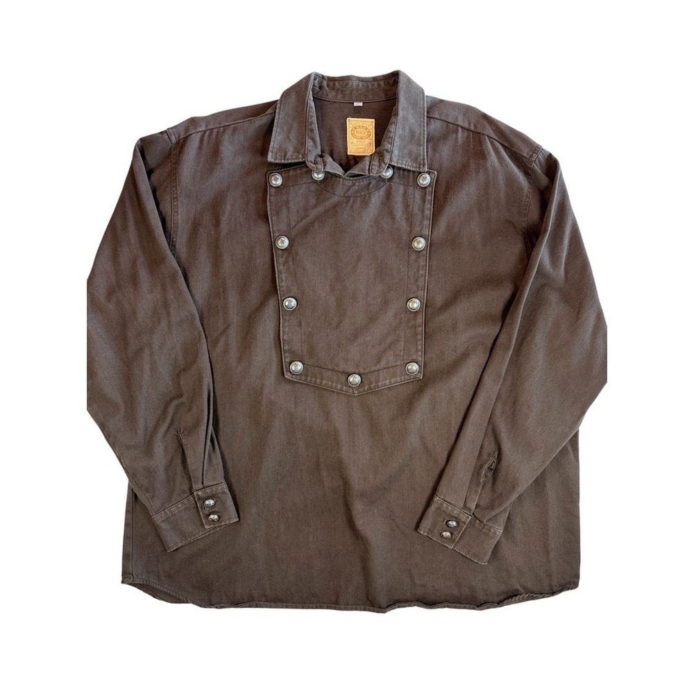 Wah Maker Bib Front Shirt Mens‎ XL Brown Frontier Western Star Button 536750